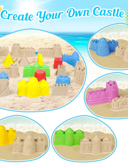 Load image into Gallery viewer, Sand Toys 35Pcs Beach Toys Sandbox Toys with Collapsible Sand Bucket&amp; Mesh Beach Toy Bag, 4 Sand Tools, 18 Sand Molds, Sand Castle Kit for Girls Kids Ages 3-12
