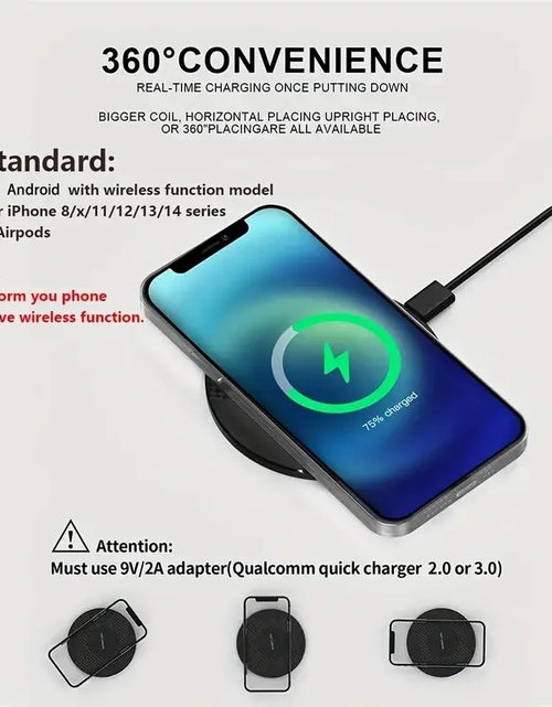 Load image into Gallery viewer, 10W Wireless Charger Pad Stand Desktop Ultra-Thin Mobile Phone Fast Charging Dock Station for Iphone 14 13 12 11 Samsung Xiaomi
