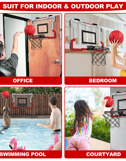 Load image into Gallery viewer, Mini Basketball Hoop for Door, Basketball Hoop Indoor, Mini Hoop with 3 Balls/Inflator/Breakaway Rim, Basketball Toy Gifts for Kids and Adults, Suit for Bedroom/Office/Outdoor, White with Red
