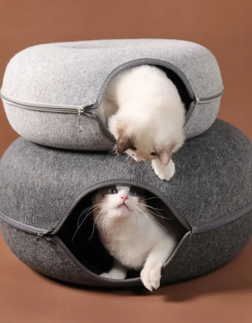 Load image into Gallery viewer, Donut Cat Bed Interactive Tunnel Pet Felt Indoor Toys Cats House Kitten Training Toy Cat Kennel Pets Supplies
