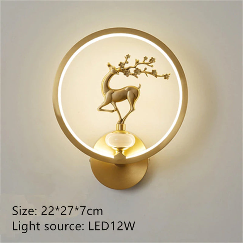 Modern LED Copper Wall Lamp AC90-260V Living Room Background Wall Lamp Stair Corridor Bedroom Bedside Wall Lamp Indoor Lighting