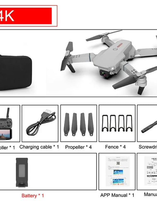 Load image into Gallery viewer, New Quadcopter E88 Pro WIFI FPV Drone with Wide Angle HD 4K Camera Height Hold RC Foldable Quadcopter Drone
