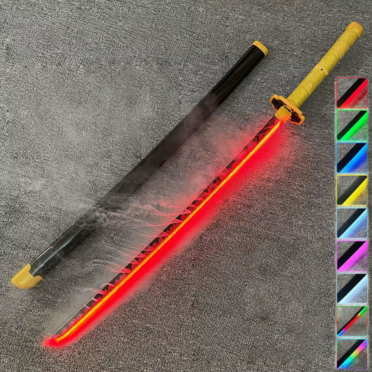 40Inch Smoke Glow Demon Slayer Katana Muichirou Light Vapor Sword Anime Cosplay Real Japanese Katana Original Samurai Sabre Gift