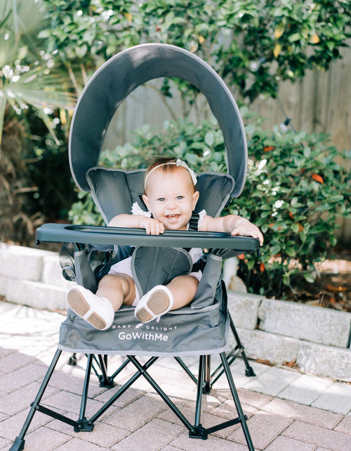 Load image into Gallery viewer, Go with Me Jubilee Deluxe Portable Infant Chair, Removable Canopy, Gray
