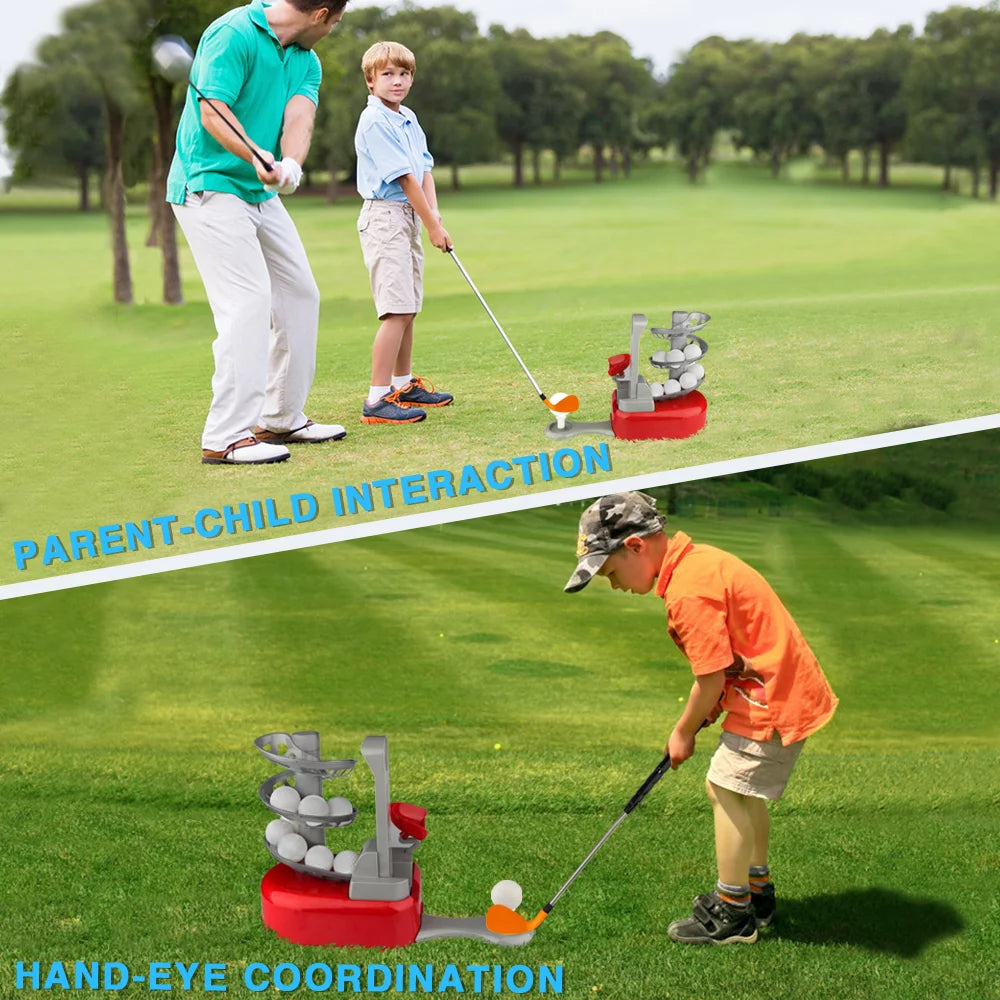 Kids Golf Play Set Sports Toys Outdoor and Indoor Play Golf, 15 Golf and Club Birthday Gifts for 3-10 Years Old Kids, Red