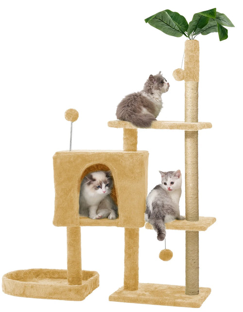 Load image into Gallery viewer, Cat Tree,52In Cat Tower for Indoor Cats, Cat Tree with Scratching Posts Plush Perch Stand, Cat Condo with Funny Toys Kittens Pet Play House,Grey
