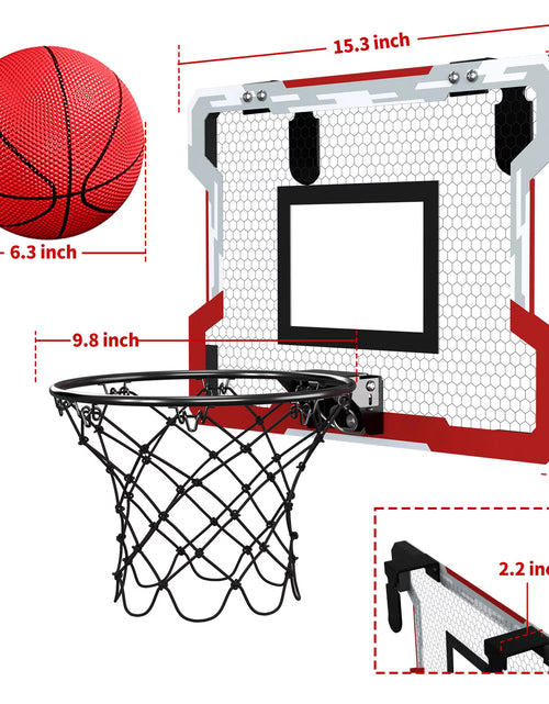 Load image into Gallery viewer, Mini Basketball Hoop for Door, Basketball Hoop Indoor, Mini Hoop with 3 Balls/Inflator/Breakaway Rim, Basketball Toy Gifts for Kids and Adults, Suit for Bedroom/Office/Outdoor, White with Red
