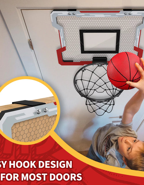 Load image into Gallery viewer, Mini Basketball Hoop for Door, Basketball Hoop Indoor, Mini Hoop with 3 Balls/Inflator/Breakaway Rim, Basketball Toy Gifts for Kids and Adults, Suit for Bedroom/Office/Outdoor, White with Red
