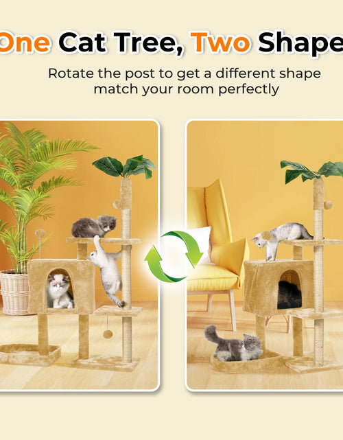 Load image into Gallery viewer, Cat Tree,52In Cat Tower for Indoor Cats, Cat Tree with Scratching Posts Plush Perch Stand, Cat Condo with Funny Toys Kittens Pet Play House,Grey
