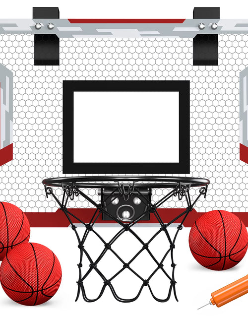 Load image into Gallery viewer, Mini Basketball Hoop for Door, Basketball Hoop Indoor, Mini Hoop with 3 Balls/Inflator/Breakaway Rim, Basketball Toy Gifts for Kids and Adults, Suit for Bedroom/Office/Outdoor, White with Red
