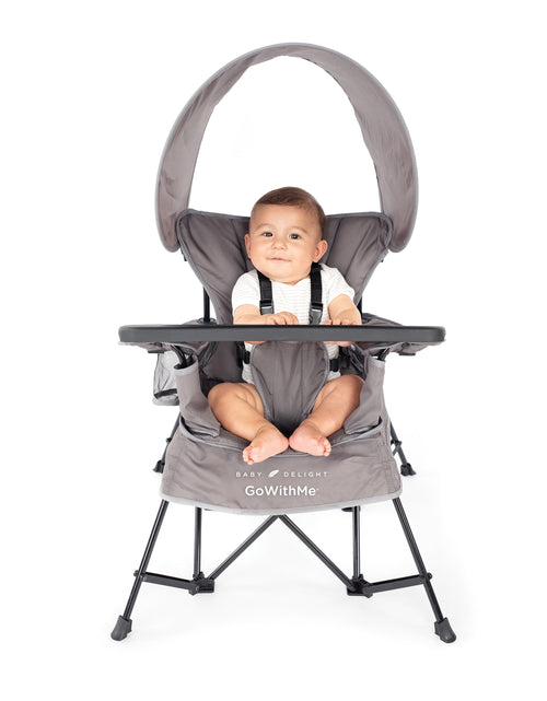 Load image into Gallery viewer, Go with Me Jubilee Deluxe Portable Infant Chair, Removable Canopy, Gray
