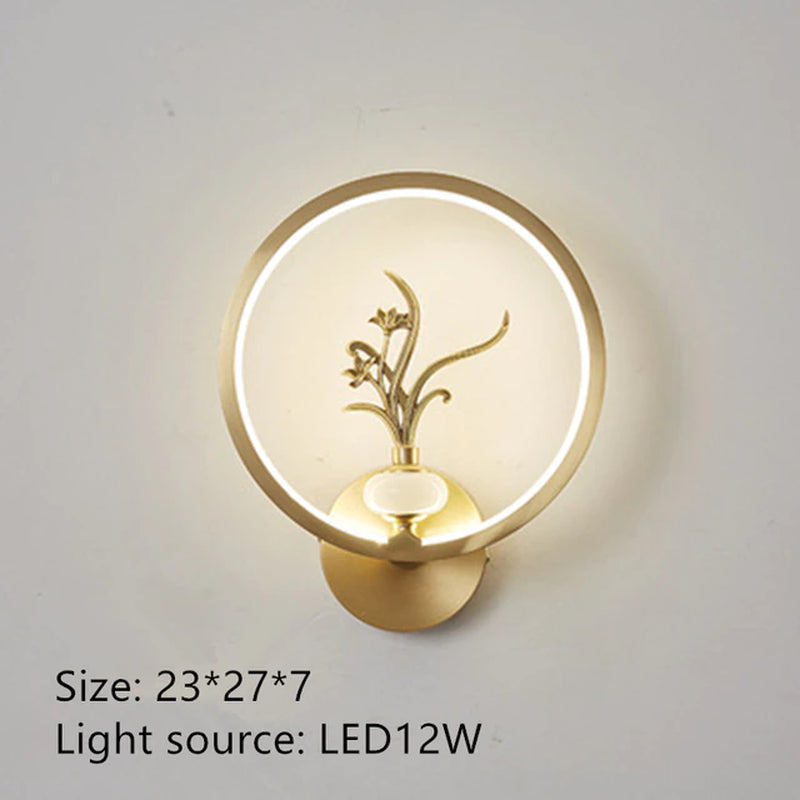 Modern LED Copper Wall Lamp AC90-260V Living Room Background Wall Lamp Stair Corridor Bedroom Bedside Wall Lamp Indoor Lighting