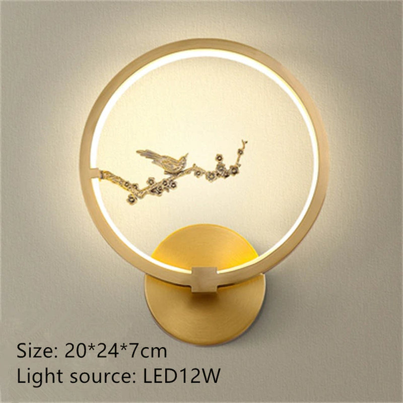 Modern LED Copper Wall Lamp AC90-260V Living Room Background Wall Lamp Stair Corridor Bedroom Bedside Wall Lamp Indoor Lighting