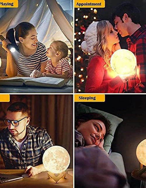 Load image into Gallery viewer, Moon Lamp 2023 Upgrade, 3D Printing Moon Light 16 LED Colors with Wooden Stand &amp; Remote/Touch Control and USB Rechargeable, Gifts for Her Girls Kids Women Girlfriend 5.9 Inch
