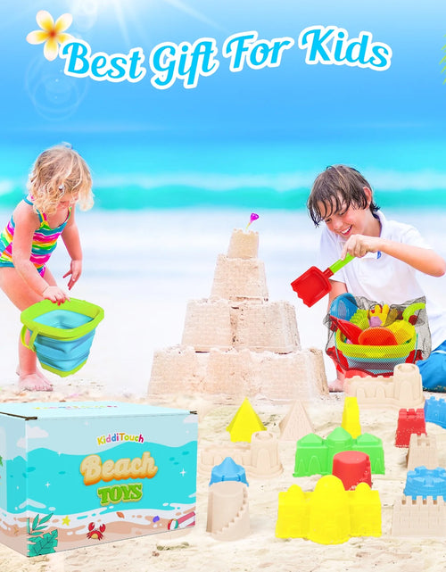 Load image into Gallery viewer, Sand Toys 35Pcs Beach Toys Sandbox Toys with Collapsible Sand Bucket&amp; Mesh Beach Toy Bag, 4 Sand Tools, 18 Sand Molds, Sand Castle Kit for Girls Kids Ages 3-12
