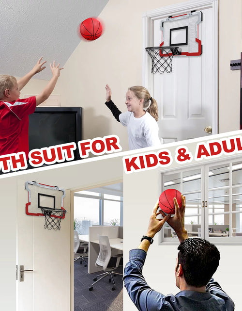 Load image into Gallery viewer, Mini Basketball Hoop for Door, Basketball Hoop Indoor, Mini Hoop with 3 Balls/Inflator/Breakaway Rim, Basketball Toy Gifts for Kids and Adults, Suit for Bedroom/Office/Outdoor, White with Red
