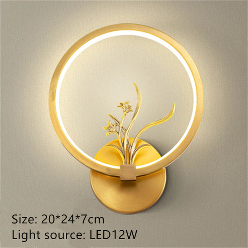 Modern LED Copper Wall Lamp AC90-260V Living Room Background Wall Lamp Stair Corridor Bedroom Bedside Wall Lamp Indoor Lighting