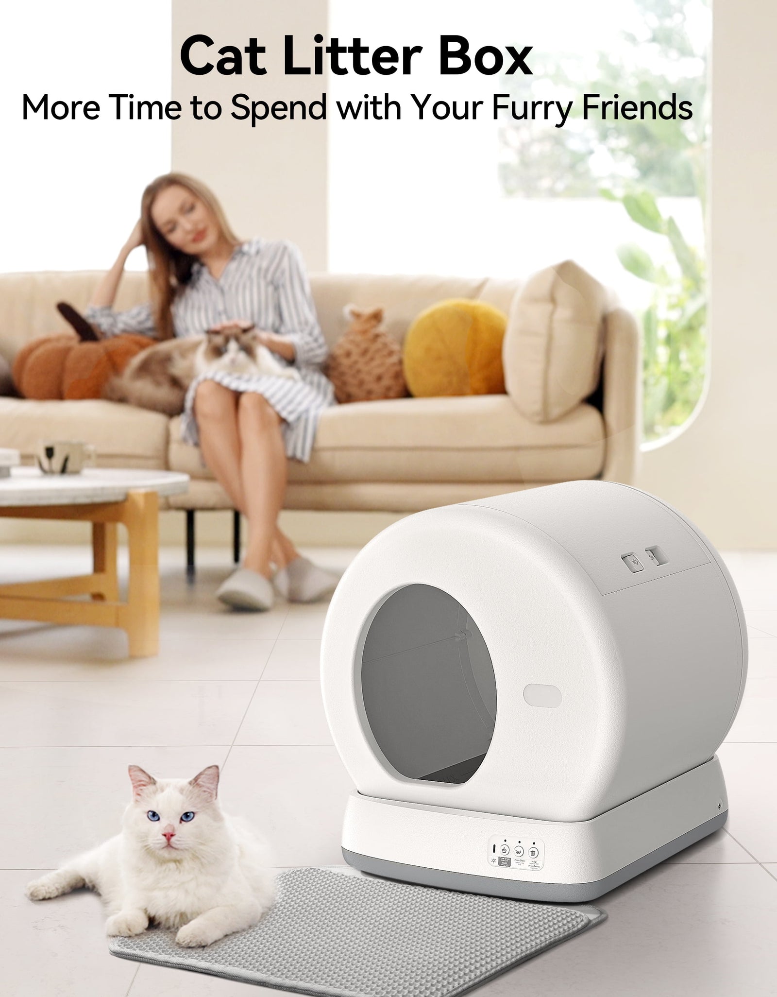 Smart Automatic Self-Cleaning Cat Litter Box, APP Control/Integrated Safety Protection, Yellow