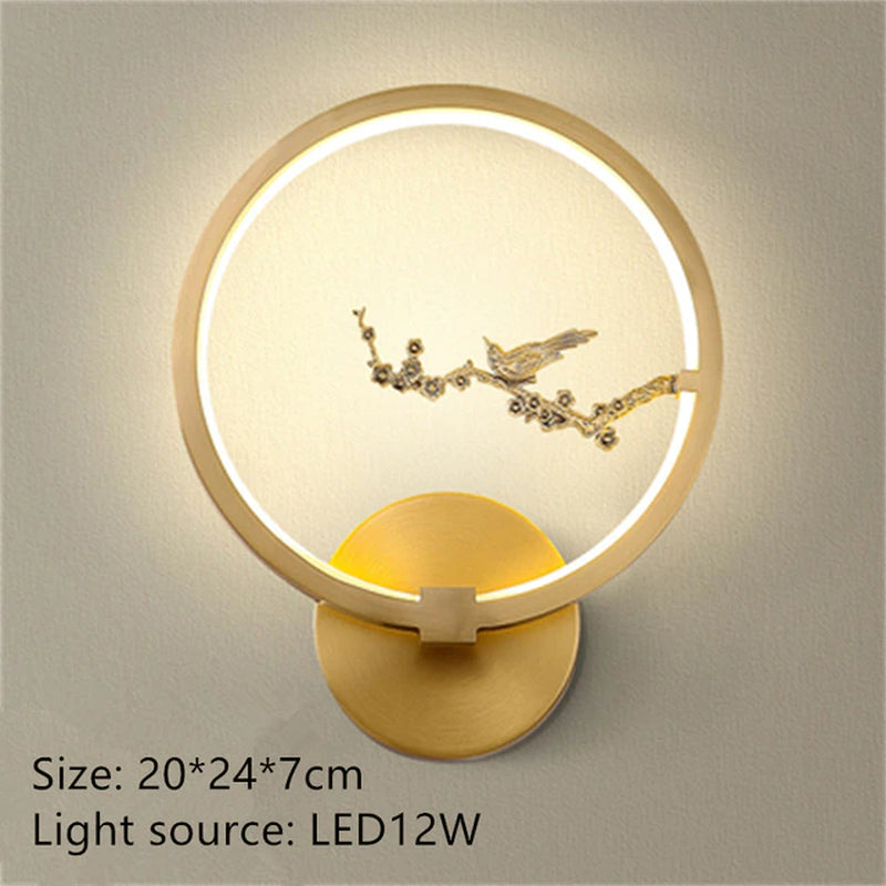 Modern LED Copper Wall Lamp AC90-260V Living Room Background Wall Lamp Stair Corridor Bedroom Bedside Wall Lamp Indoor Lighting