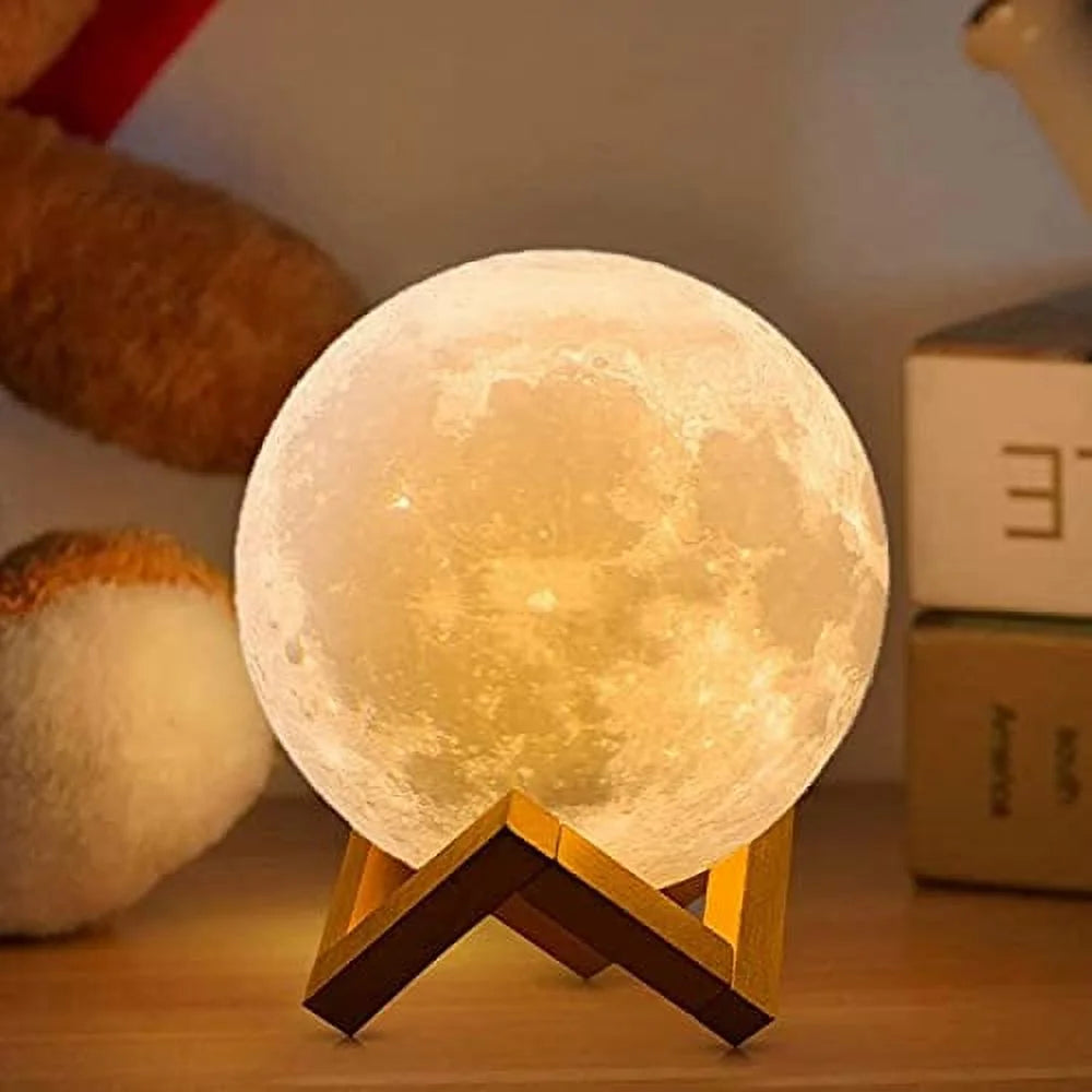 Moon Lamp 2023 Upgrade, 3D Printing Moon Light 16 LED Colors with Wooden Stand & Remote/Touch Control and USB Rechargeable, Gifts for Her Girls Kids Women Girlfriend 5.9 Inch